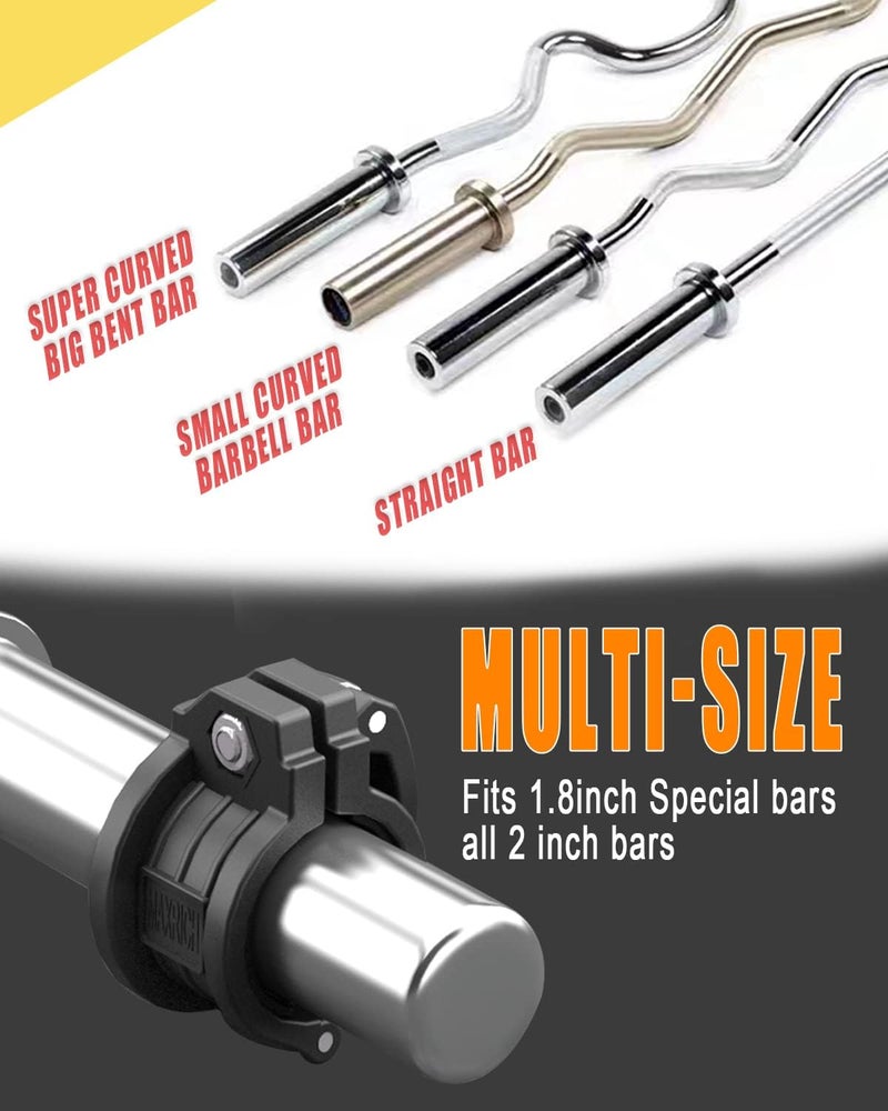 MAXRICH Barbell Clamps 2inch - 2 PCS Adjustable Barbell Clips Quick Release Locking Weight Clips Olympic Barbell Collars (Black 1.8-2inch) - Image 5